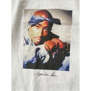 H&M Mens Extra Small T-Shirt White 2Pac Graphic Loose Fit Rap Tee West Coast